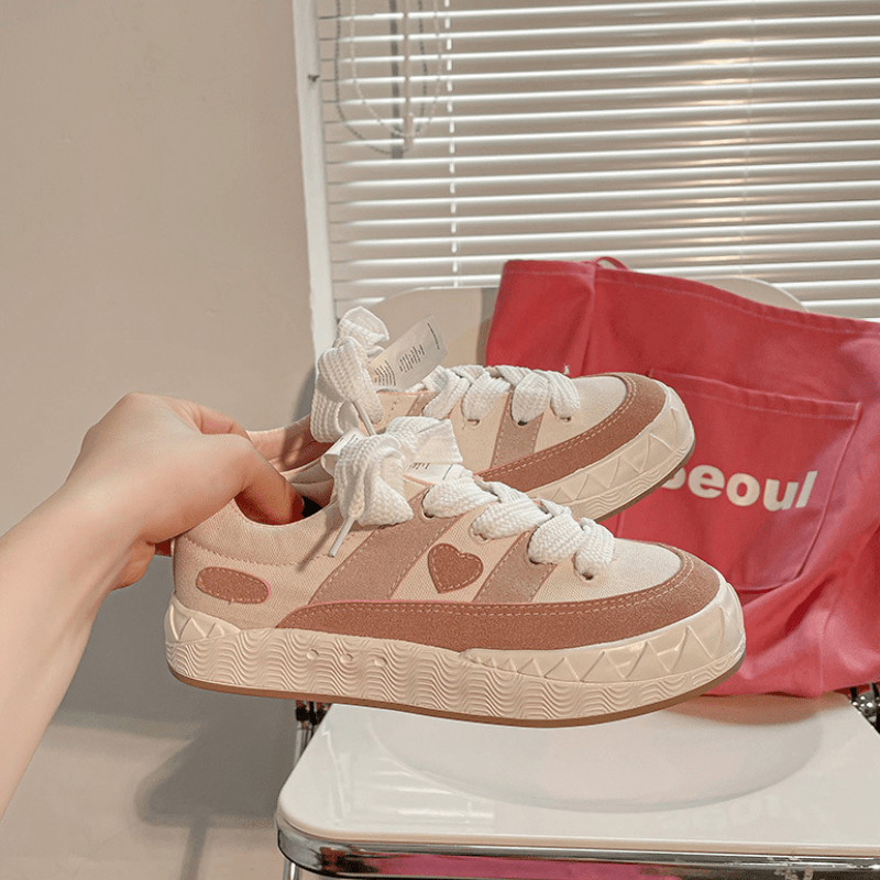 Pink Patchwork Love Canvas Shoes