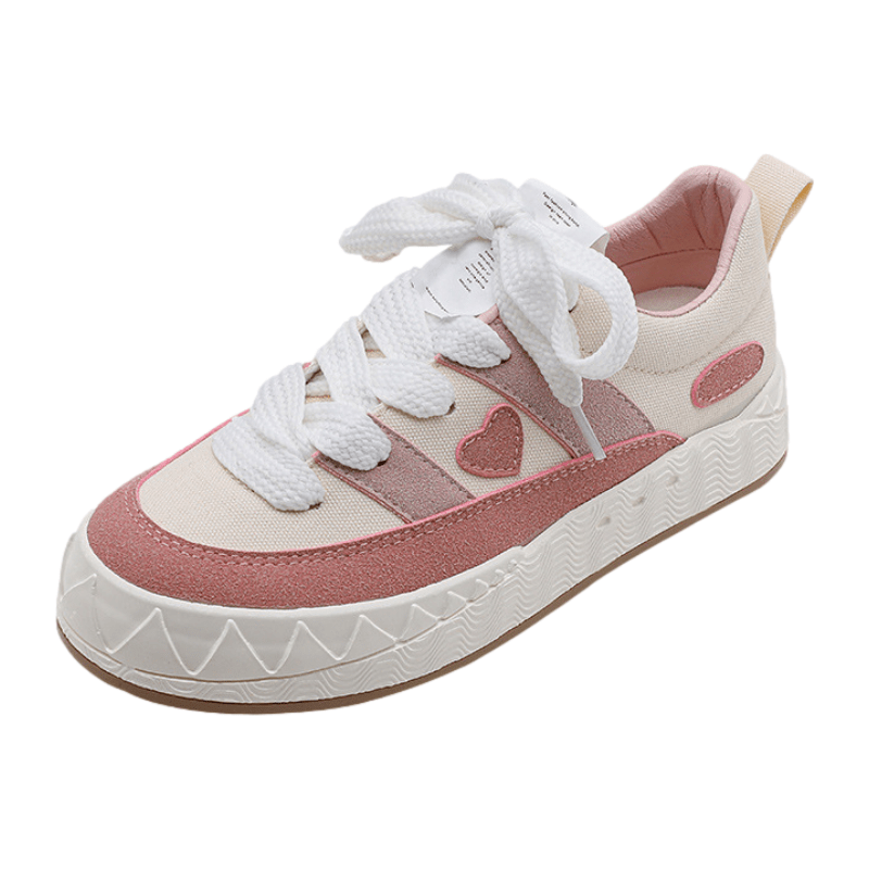 Pink Patchwork Love Canvas Shoes