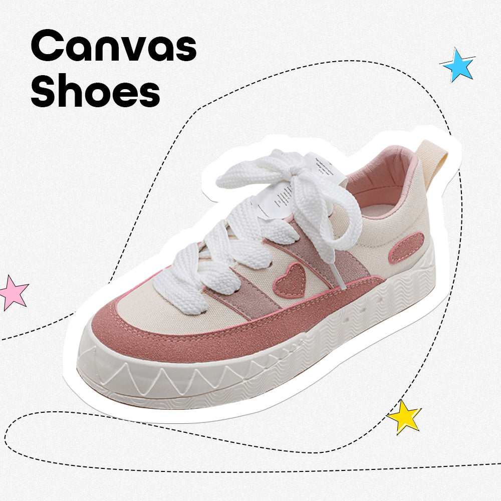 Pink Patchwork Love Canvas Shoes